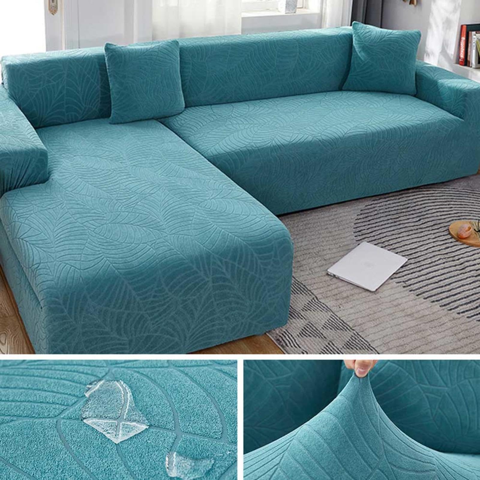 Housse de canapé d'angle imperméable en velours extensible pour grand confort