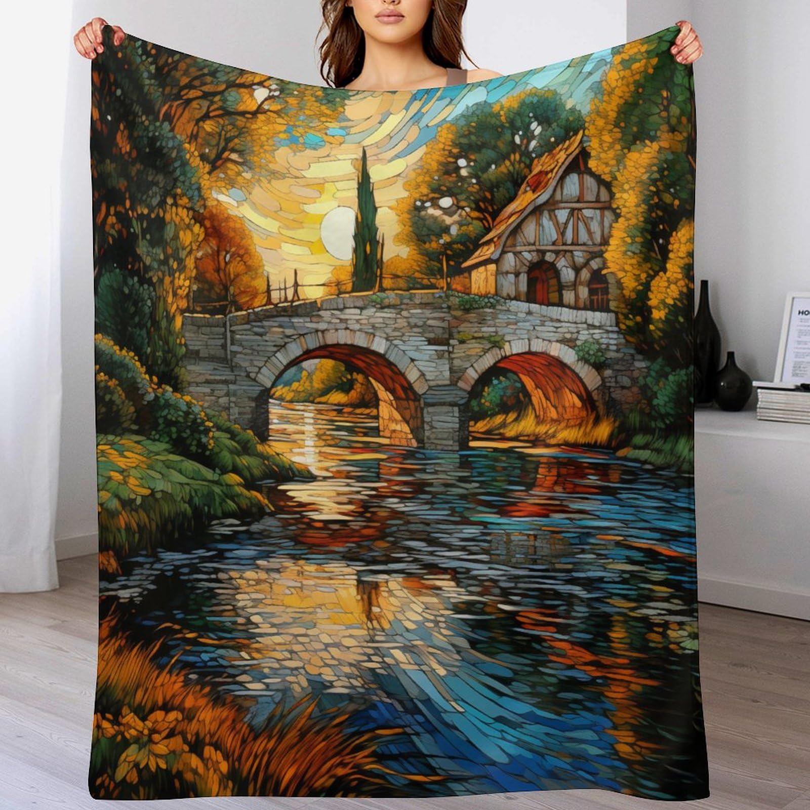 Couverture polaire douce en flanelle motif paradis couvre-lit élégant de 180x200cm