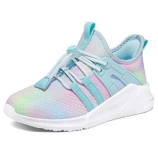RUNSIDE Girls Tennis Shoes Lightweight Sports Kids Sneakers Lace-up for Running/Walking, Toddler/Little Kid/Big Kid