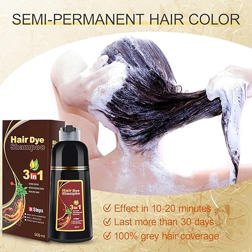 Miniatura 5 de COSMTEK MEIDU - Champú de color para el cabello, champú de tinte para cabello marrón para mujeres y hombres, 3 en 1, champú para colorear en