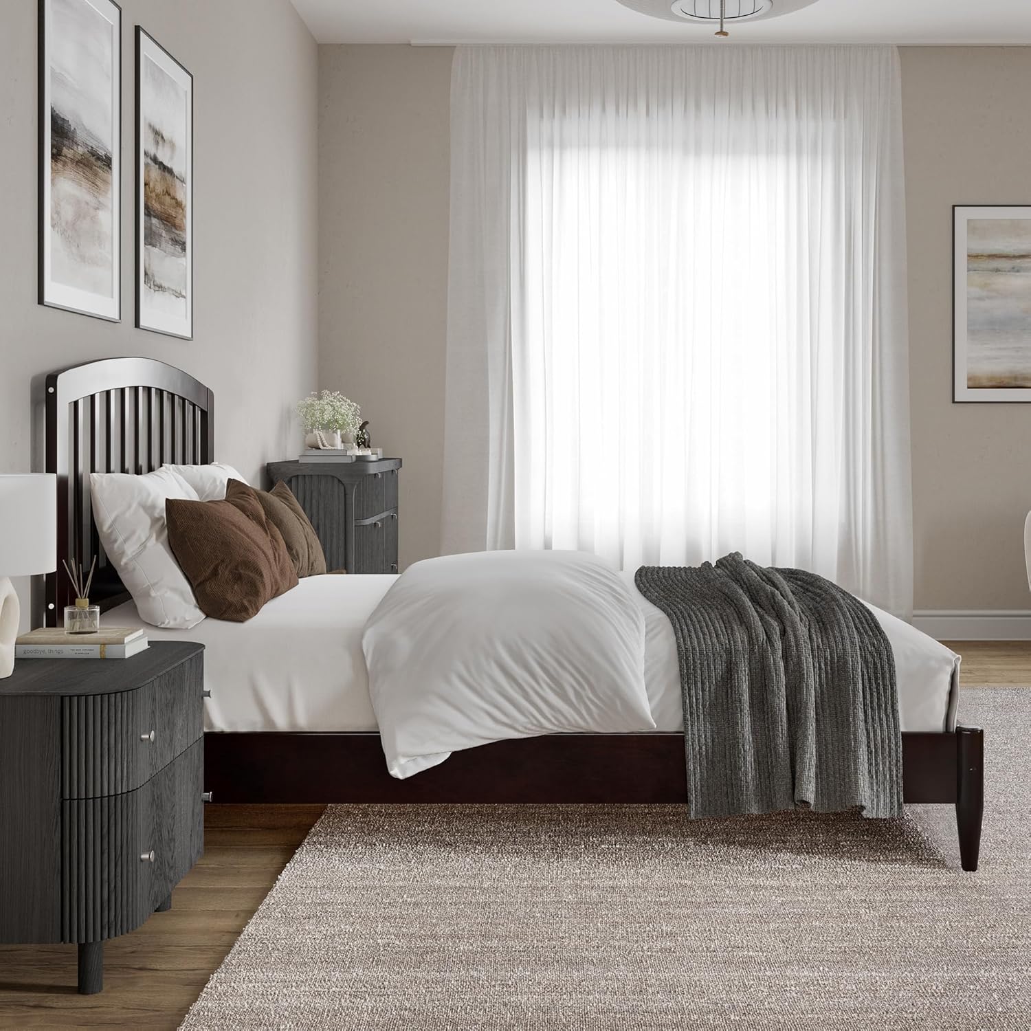 AFI, Quincy Full Solid Wood Low Profile Platform Bed, Espresso