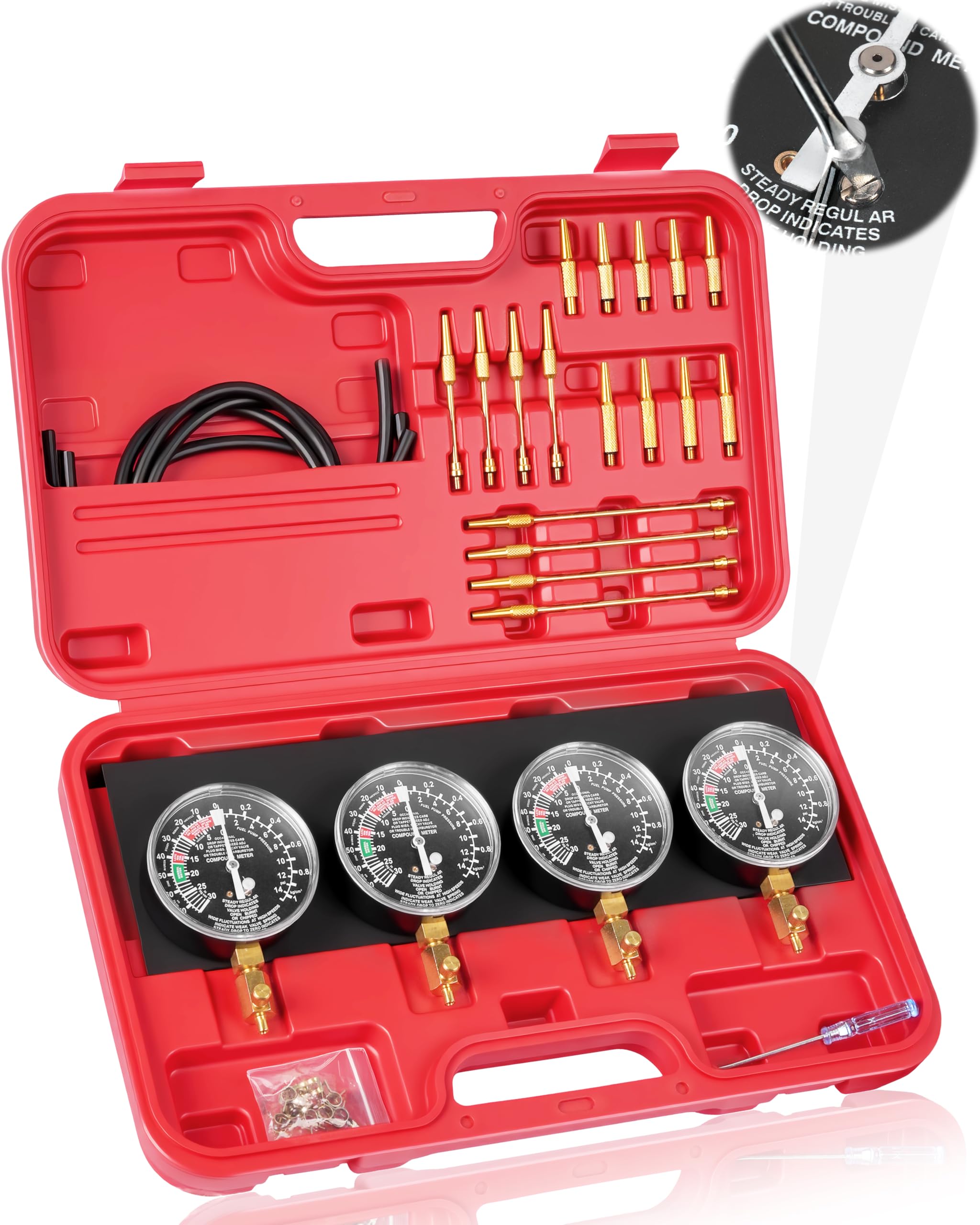 DAYUAN Testeur de synchronisation pour 4 carburateurs - Testeur de synchronisation - Montre de synchronisation - Pour voiture et moto