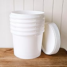 Bucket with Lid White 1L - 33L - Food Safe, Airtight & Leak-Proof - Sturdy PP Plastic Bucket with Handle for Food, Paint & Storage (5.3 L)