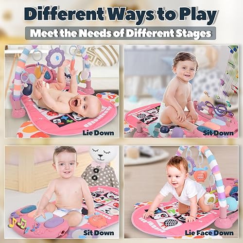 Miniatura 7 de TAMOIE Alfombrilla de juego para bebé, gimnasio de actividades para piso, piano para patear y jugar, gimnasio para niños, juguetes para bebés de