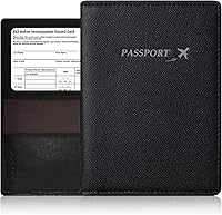 Vista 1 de Funda para pasaporte de piel auténtica elegante cartera de cuero para pasaporte con ranura para tarjeta de registro de inmunización de 4 x 3