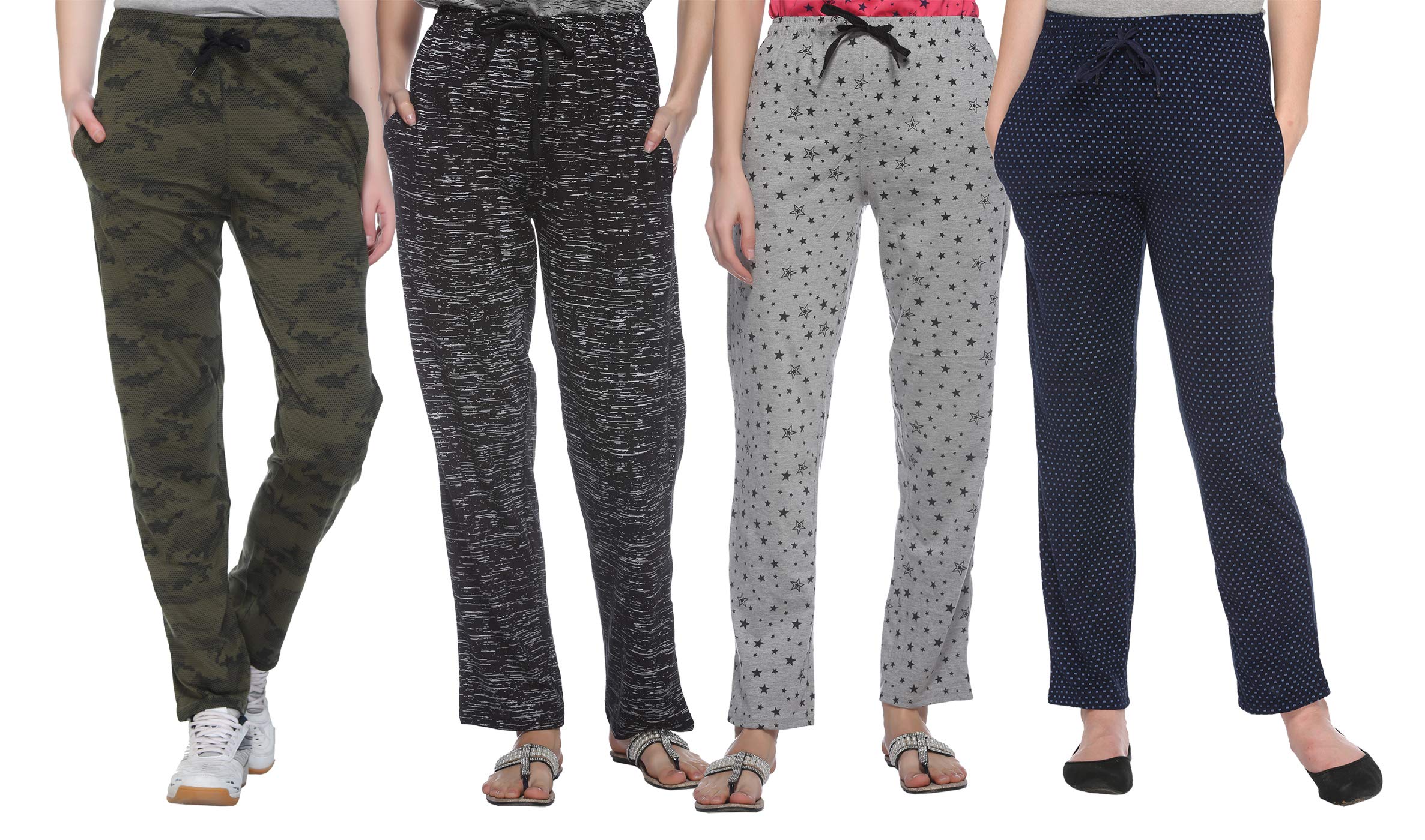 shaun Women's Regular Fit Mid Rise Trackpants (Pack of 4) (B07PBW9GQT_Multicolored_Small)-picture-12