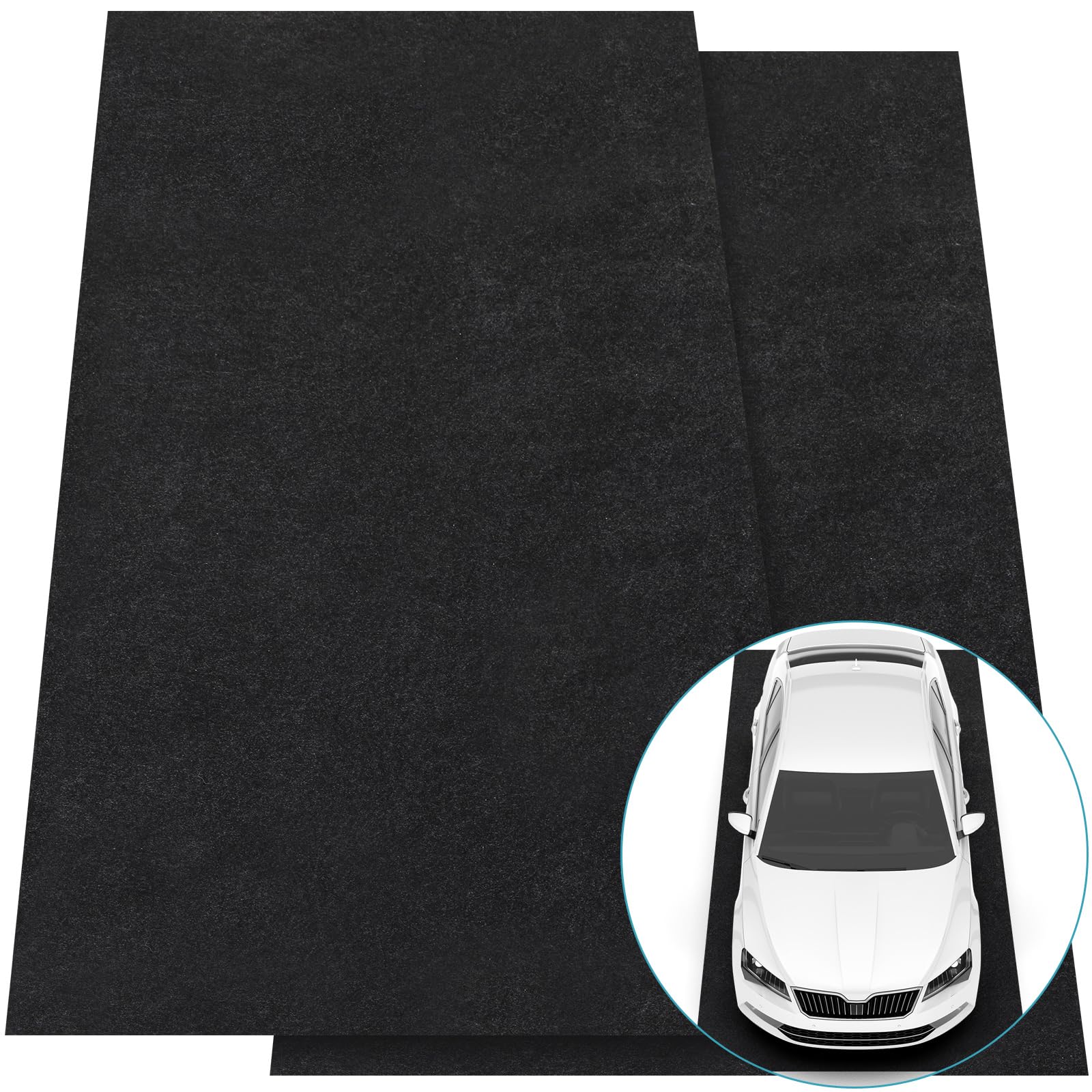 2 Pcs 24 x 60 Inch Oil Spill Mat for Under Car Driveway Mats Reusable Washable Garage Oil Drip Mat with Waterproof Rubber Backing Absorbent Oil Pad Creeper Protect Floor