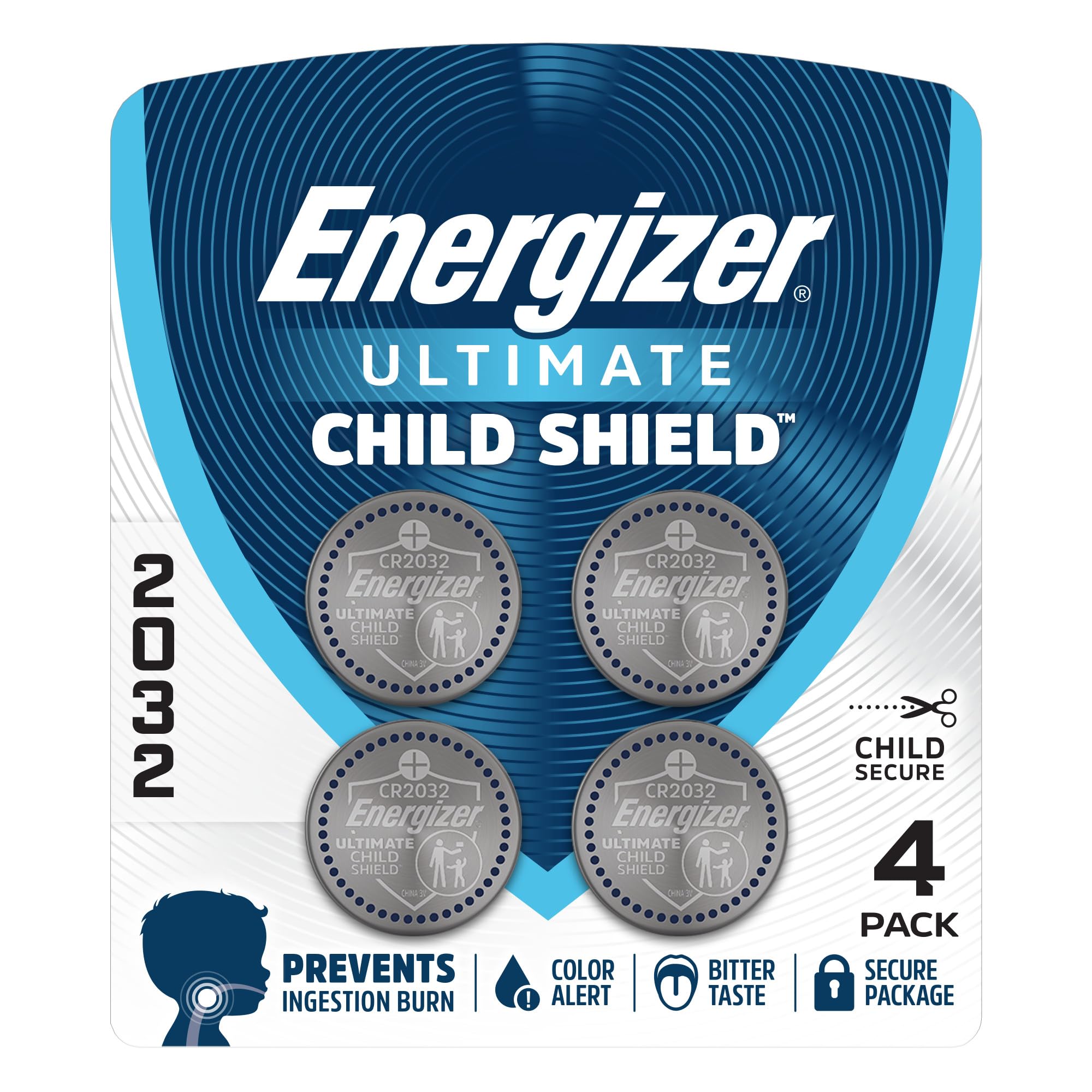 Ultimate Child Shield CR2032 Batteries (4 Pack) by Energizer – Commercial Grade