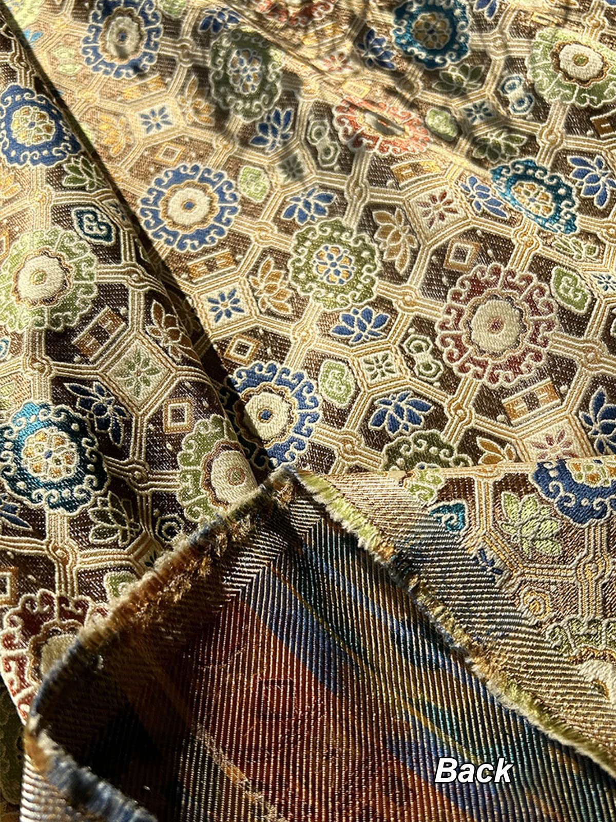 Elegancki materiał brokatowy, Żakardowa tkanina ośmiokątna krata wzór kwiatowy kamizelka cheongsam podręcznik świątyni przodków mata do herbaty szycie rękodzieło tkanina
