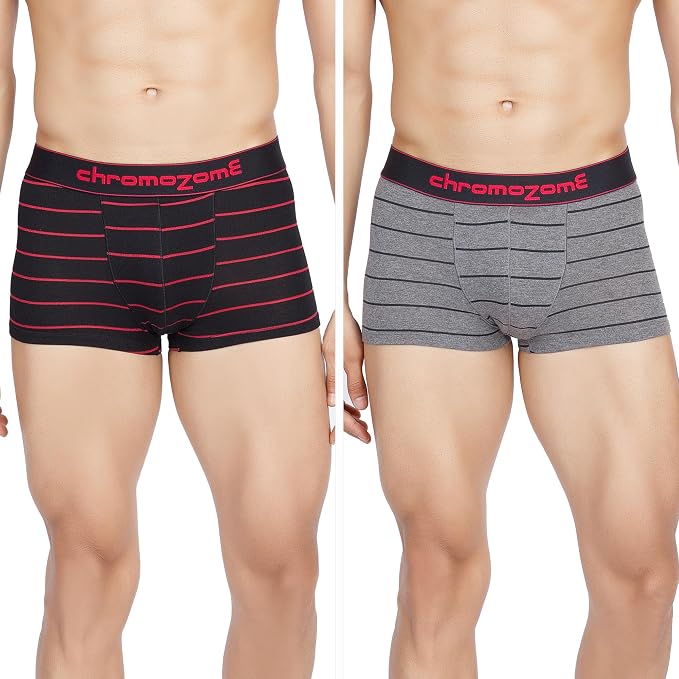 Chromozome Mens Cotton-Stretch Striper Trunks (Pack of 2)