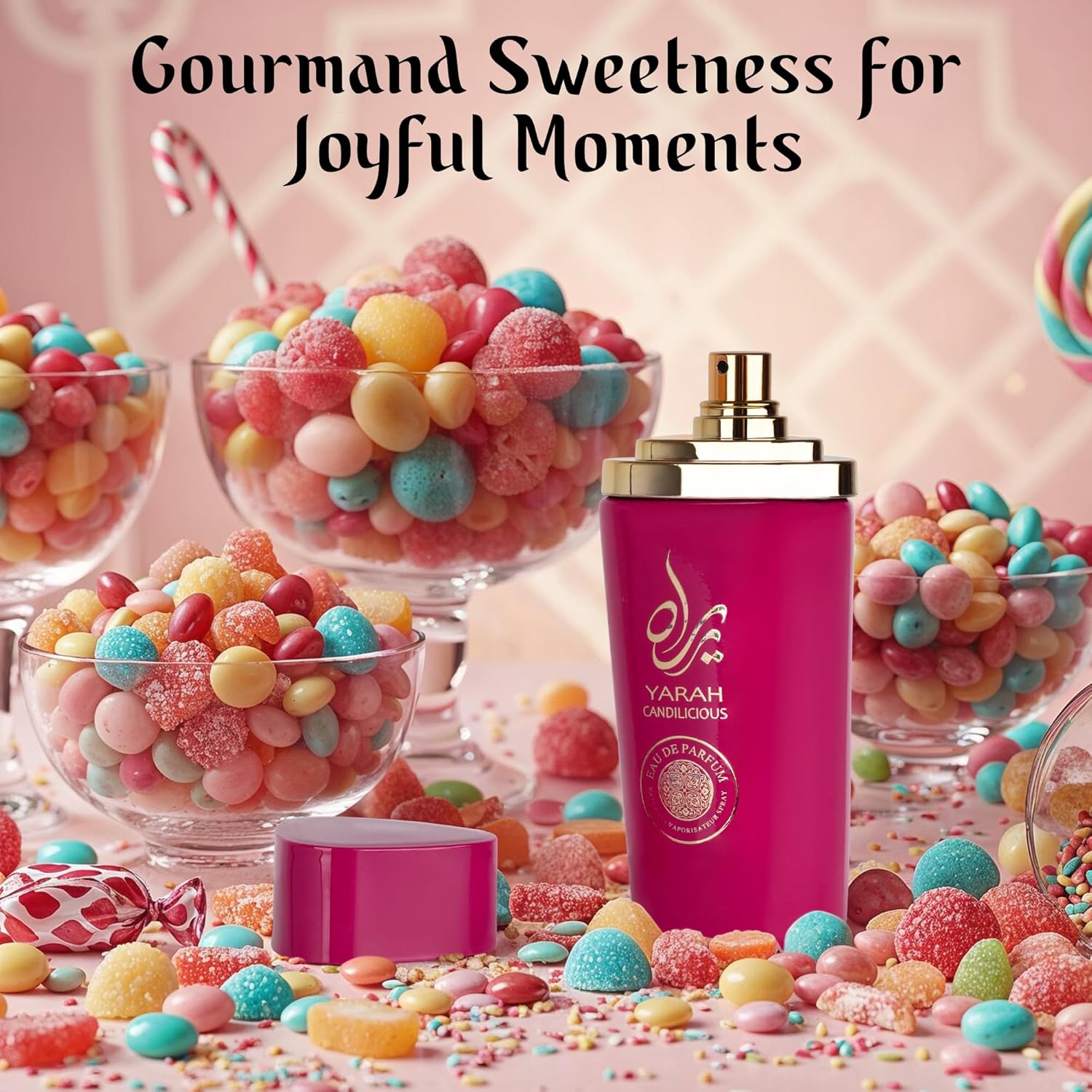 SAADAH Yarah Candilicious Eau De Parfum for Women 4.0 Fl.oz, 120ml Fruity Floral Gourmand Perfume, Sweet Strawberry Vanilla Cotton Candy, Gardenia Amber Musk, Long Lasting Luxury Fragrance - Image 8