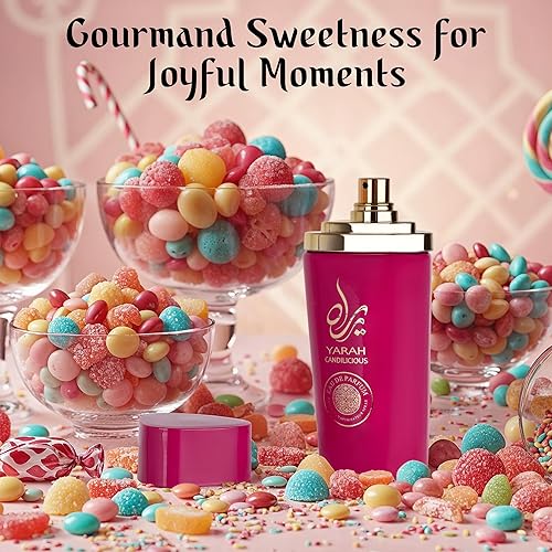 Miniatura 8 de SAADAH Yarah Candilicious Eau De Parfum para Mujeres 4.0 fl oz, 120ml Perfume Frutal Floral Gourmand, Vainilla Dulce de Fresa, Algodón de Azúcar,