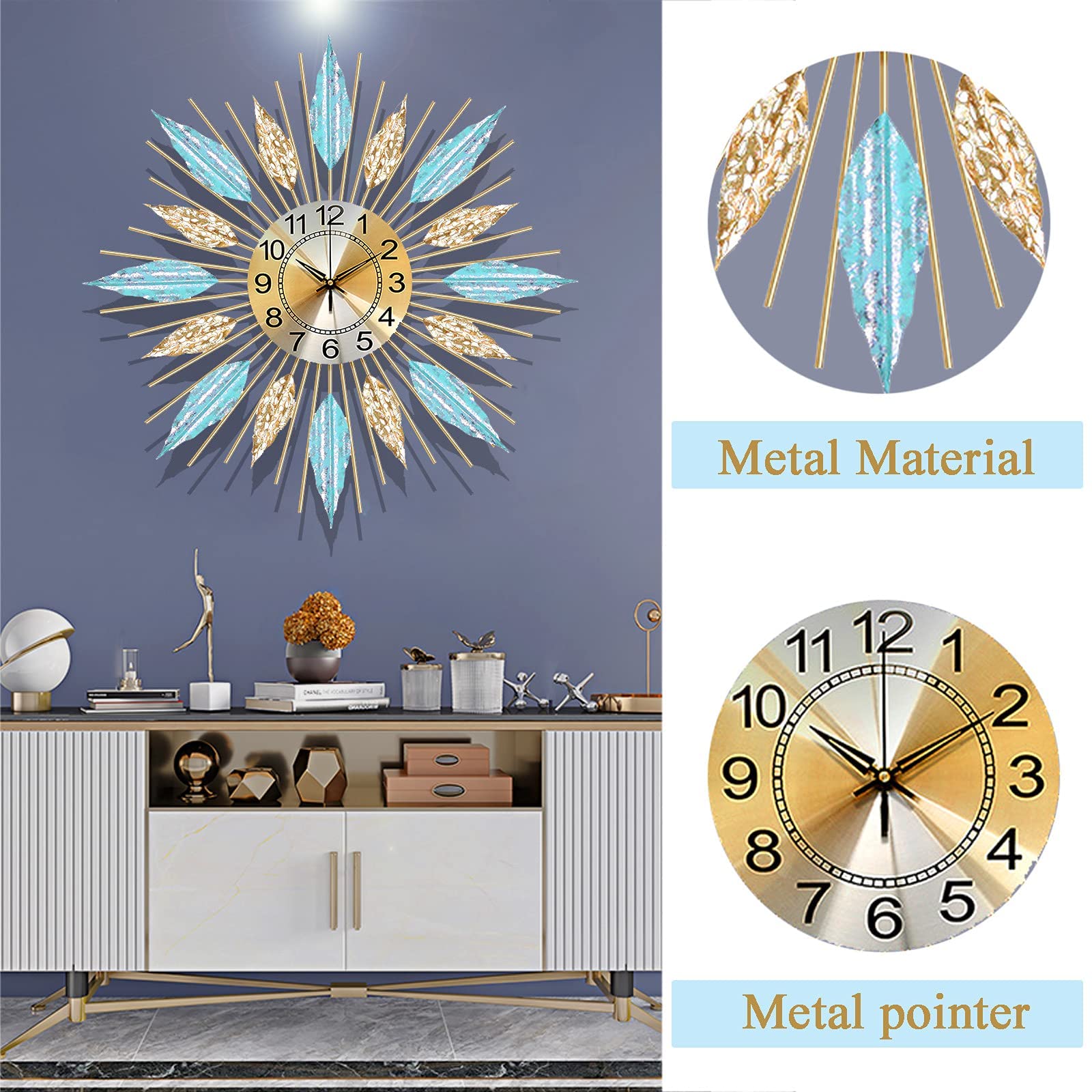 Mid-Century MODERN 掛け時計 アメリカヴィンテージ サンバースト ウォールクロック 壁掛け