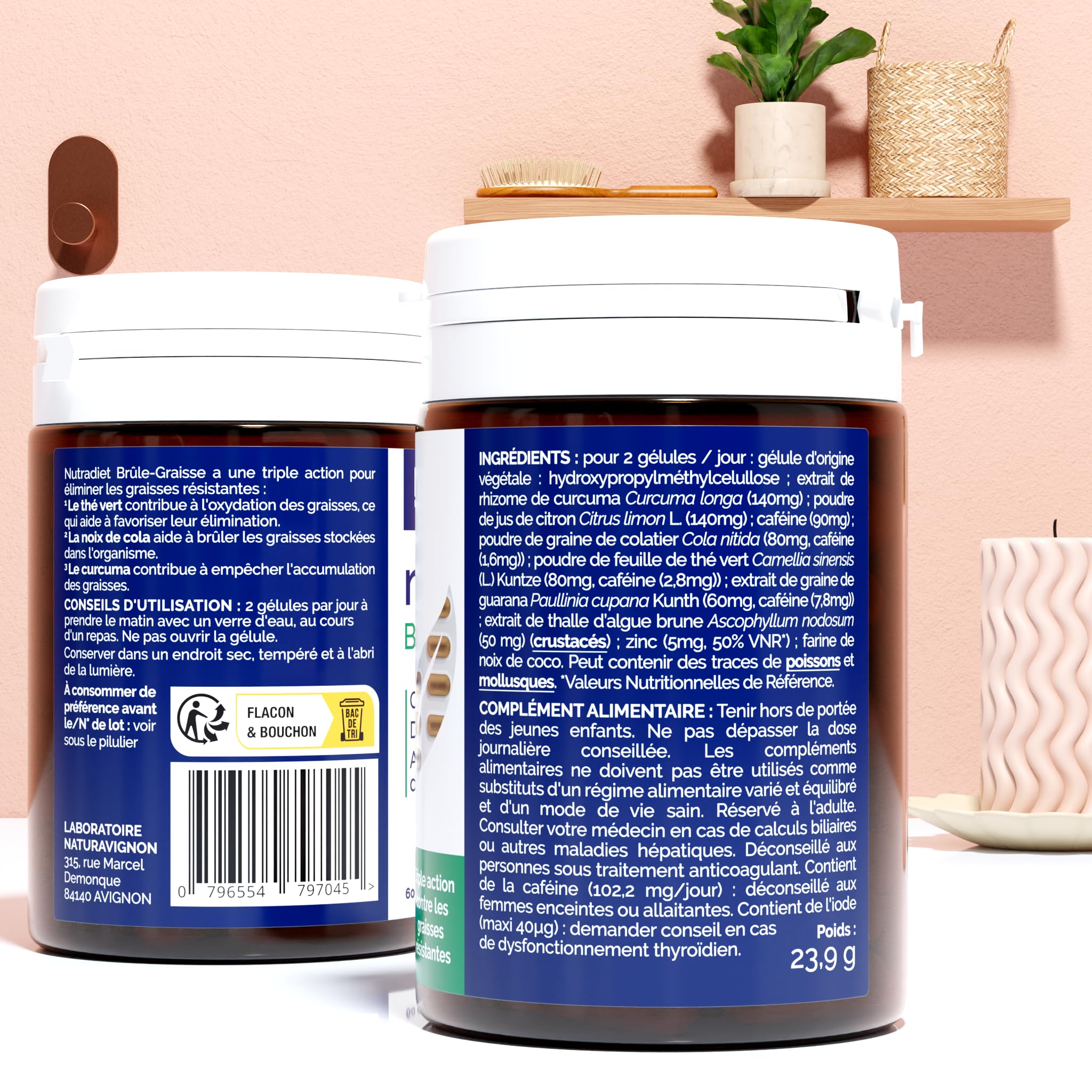 NaturAvignon Nutradiet Bruleur de graisse puissant | curcuma thé vert noix de cola | perte de poids rapide et efficace | coupe faim Minceur Perte de Poids rapidement | 60 gélules minceur