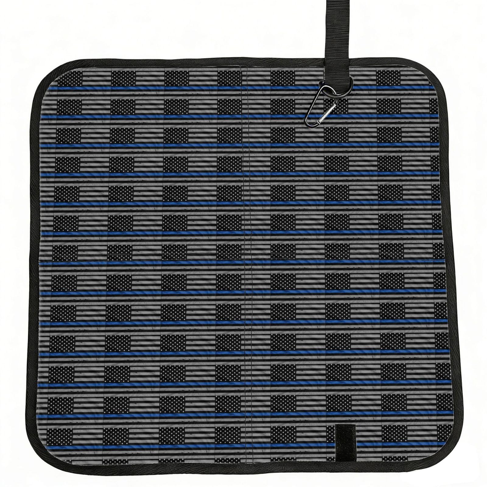 ERCgad American Thin Blue Line Flag Print Foldable Seat Cushion Portable Chair Pad Lightweight Travel Outdoor Office Home