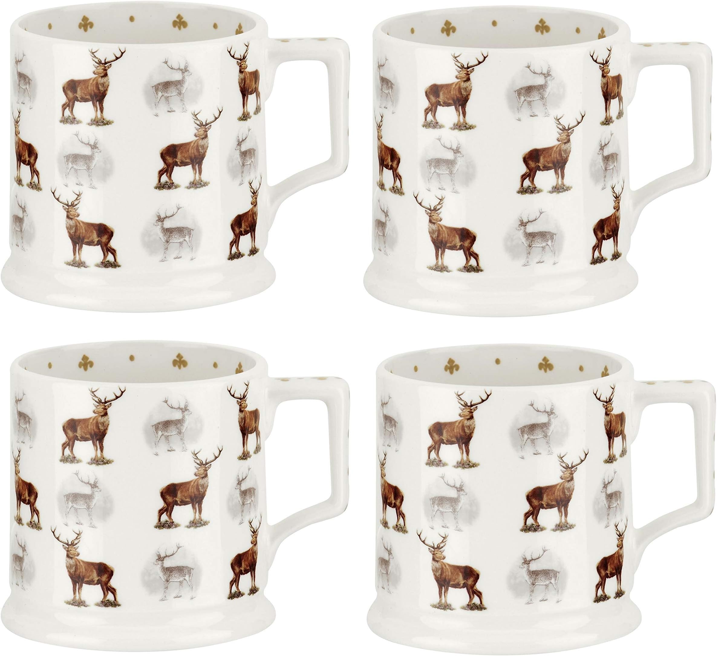 Portmeirion 340ml Porcelain Spode Glen Lodge Stag Tankard- set of 4
