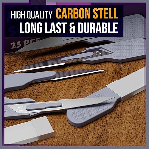 Miniatura 7 de MyMed Mini cuchillas de bisturí desechables #11  Mini cortador de caja #11 cuchillas afiladas de acero al carbono  Paquete de 25 cuchillas de