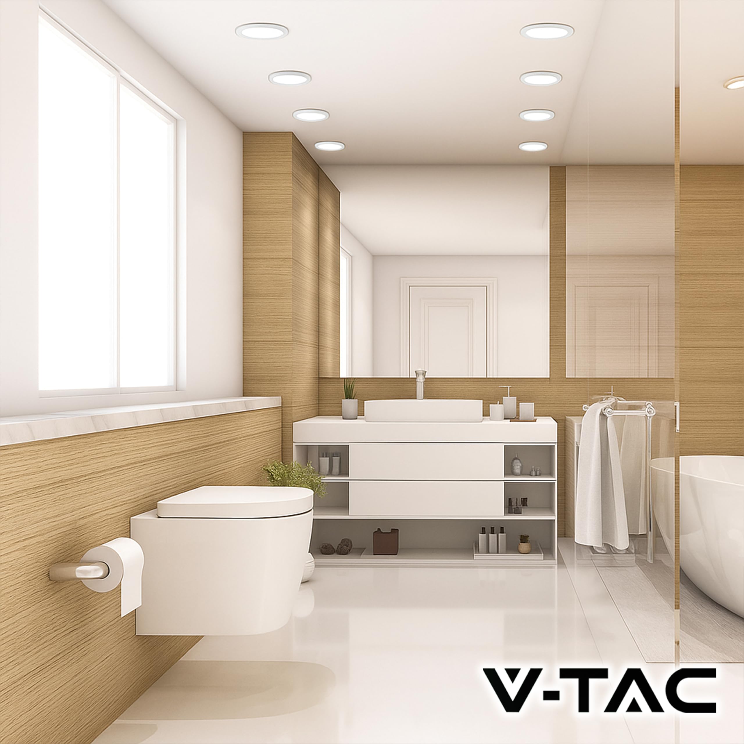 V-TAC 10x Faretti LED da Incasso Rotondi 18W - SUPER LUMINOSI - Diametro 220 mm - 1850 Lumen - IP20 - per Soffitto, Casa, Cartongesso - Mini Pannello - Lampada - Foro 200-205 mm - Luce Fredda 6500K