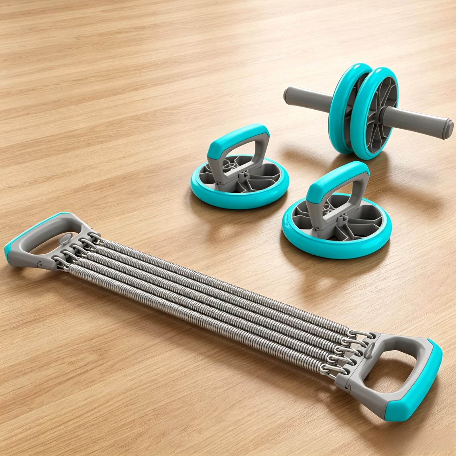 Zestaw treningowy 3 w 1 Ab Roller Push Up Bar Chest Expander | Stalowa rurka antypoślizgowe uchwyty piankowe rdzeń ramię ramię mięsień domowa siłownia zestaw fitness