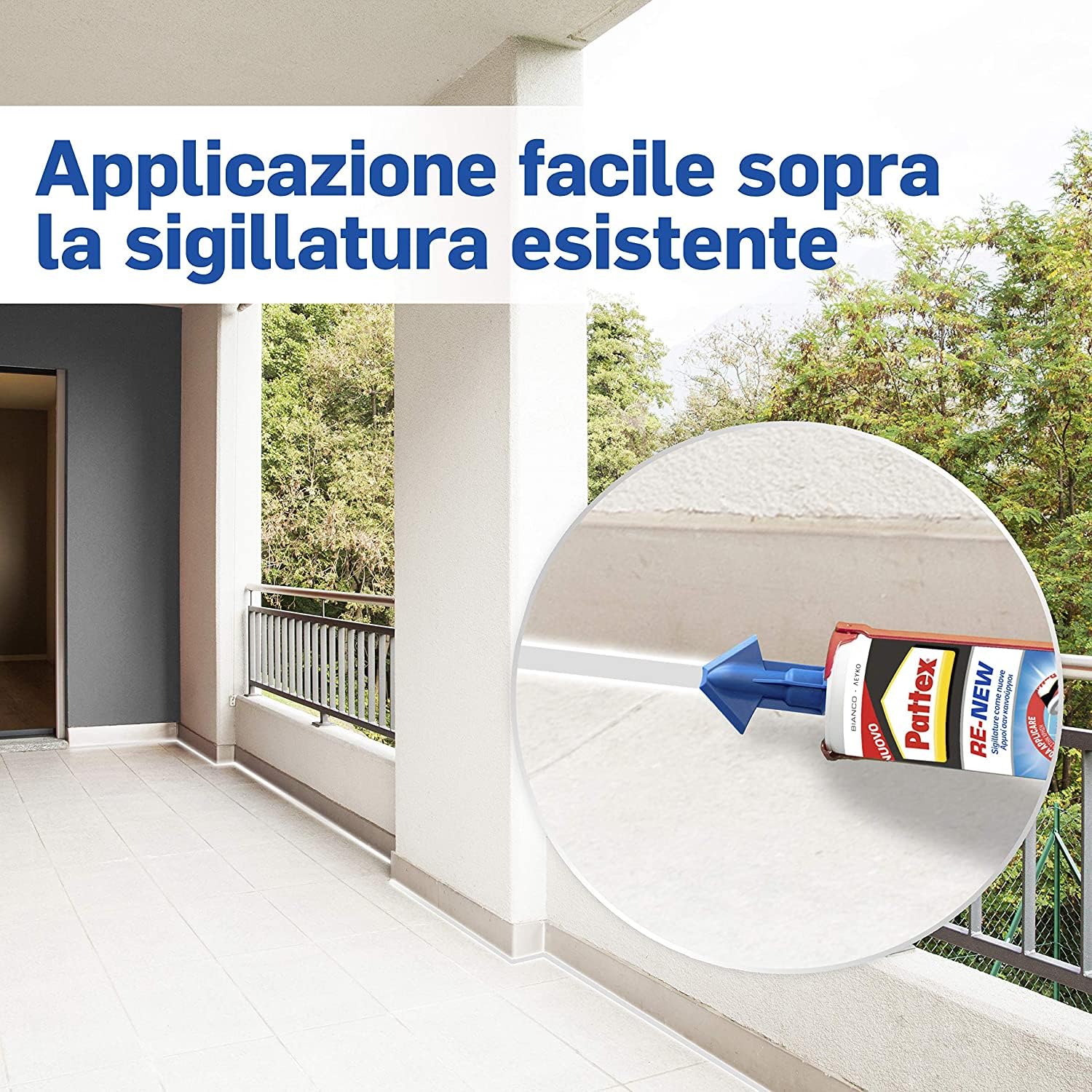 Pattex RE-NEW cartuccia silicone, silicone bianco per piastrelle e sanitari, rinnova sigillature facile da usare, impermeabile e con tripla azione antimuffa, 280ml cartuccia