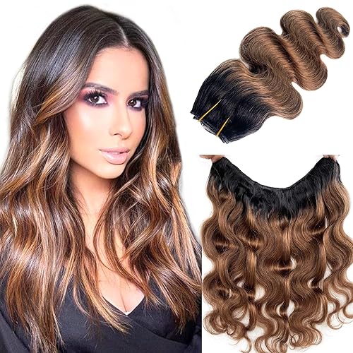 Extensiones de cabello con clip, 1 pieza, extensiones de cabello humano real de 14 pulgadas, extensiones de cabello humano real de color negro a