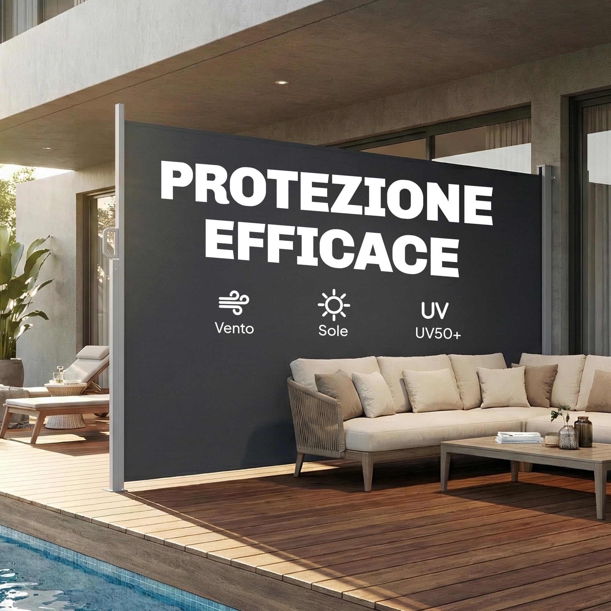 Outsunny Tenda Laterale Retrattile in Alluminio 420x185 cm Protezione UV50+ Idrorepellente Grigio Scuro