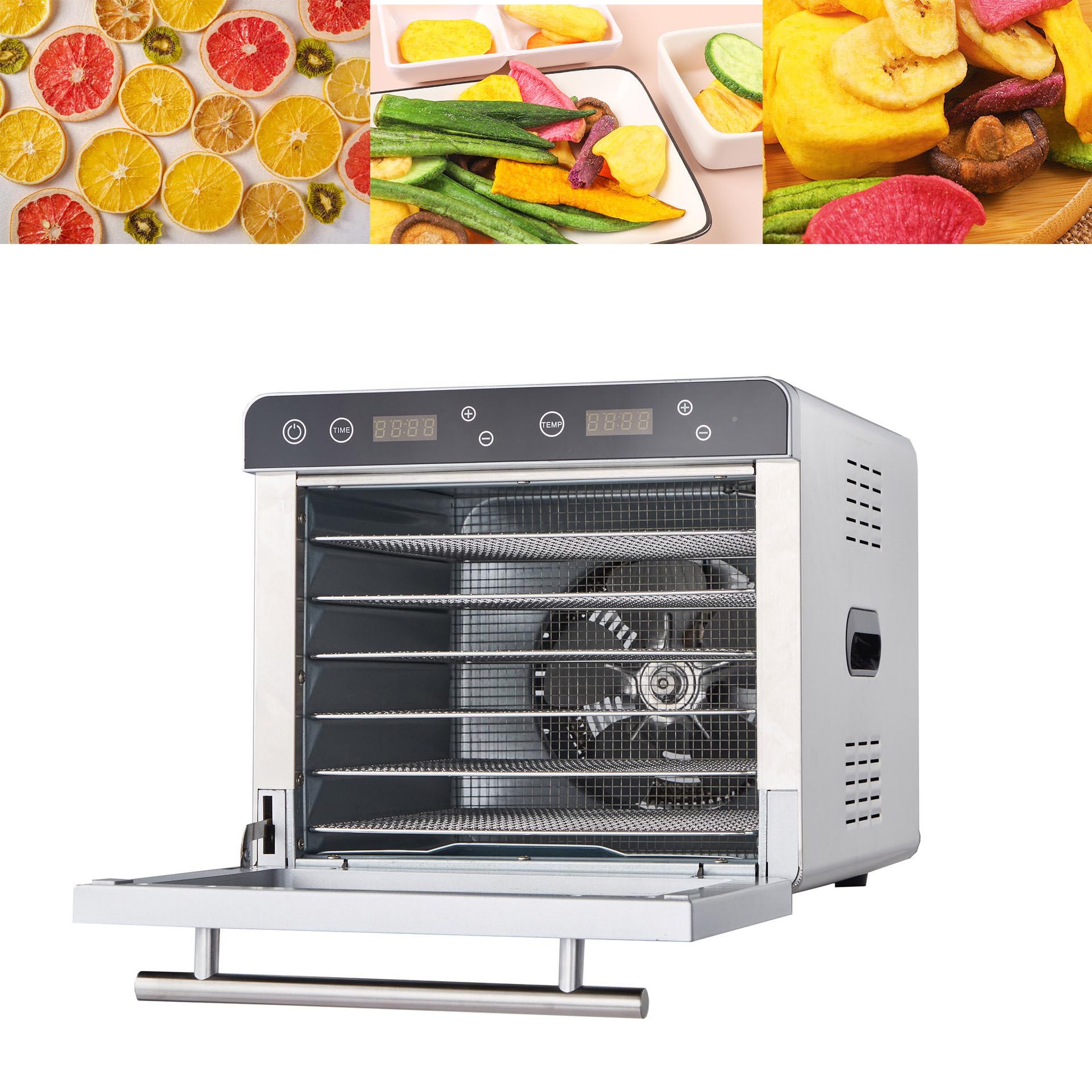 Essiccatore per Alimenti per Carne secca, Macchina essiccata per Alimenti con vassoi in Acciaio Inossidabile 6/10, Macchina essiccata per Alimenti con Temperatura Digitale,6Tray