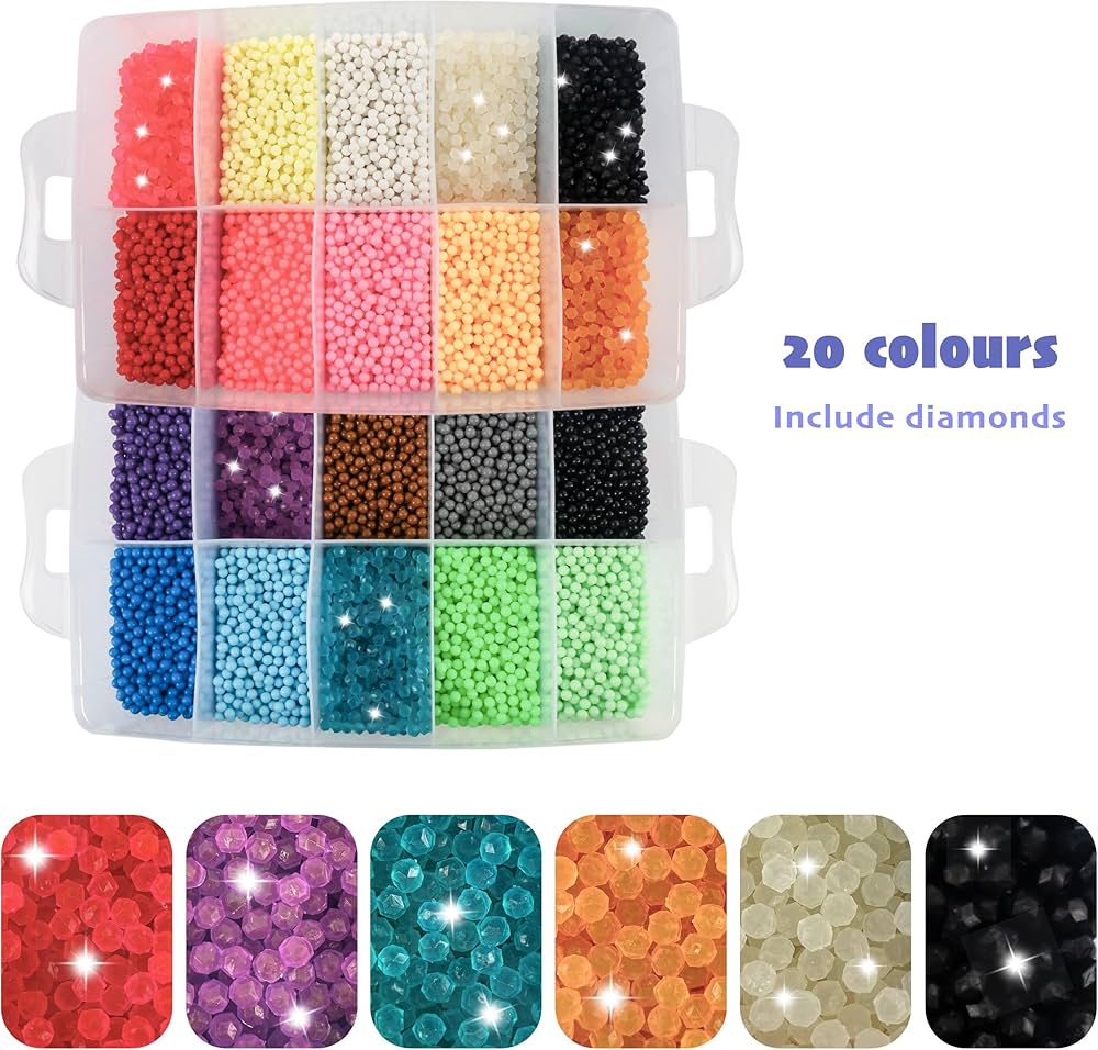 Perles Phosphorescentes DIY Kit 4800 Perles D'Eau Magiques RISVOWO - 24 Couleurs Dont Phosphorescentes - Jouet Créatif Enfants Perles D'eau Magiques