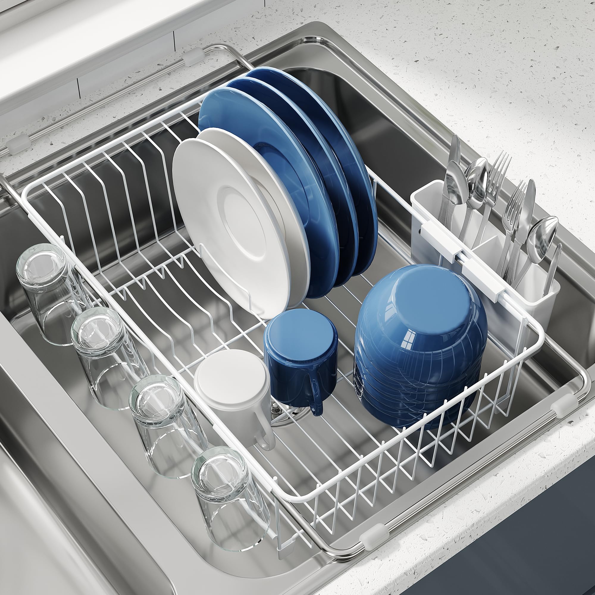 Amazon｜JASIWAY 水切りラック 伸縮式 キッチン ミズキリラック