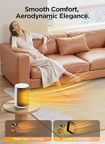 Miniatura 4 de GiveBest Calentador de espacio, calentadores eléctricos portátiles para uso en interiores con termostato y control remoto, oscilación de 70,