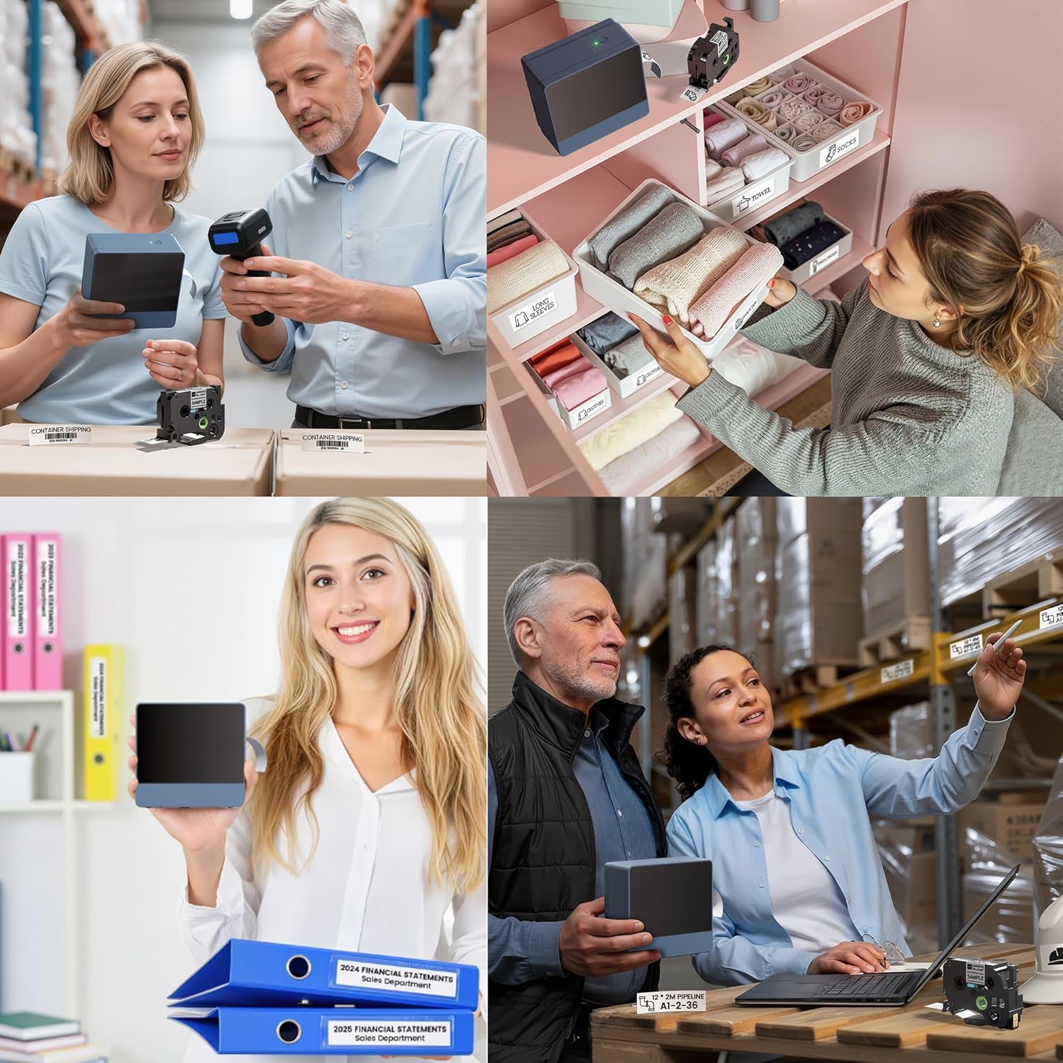 Label Maker with 9PK White 24mm Tapes, Bluetooth Label Maker Machine with-Tape, Portable Wireless Label Printer Rechargeable for Home Office Small Business, Prints Up to 24mm (1”) Wide-Labels