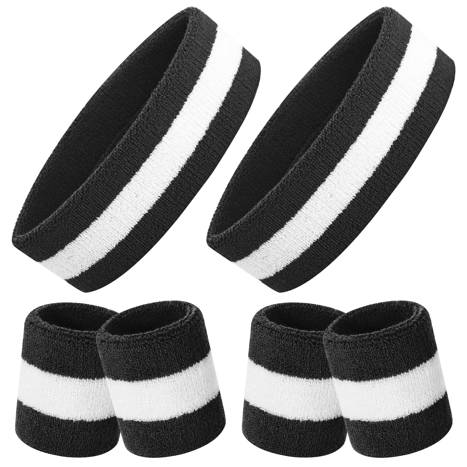 ONUPGO Schweißband-Set, Sport-Stirnband, Armband-Set (6 Stück) Schweißbänder aus Frottee, Schweißband, Stirnband, Feuchtigkeitstransport, Schweißabsorbierendes Stirnband