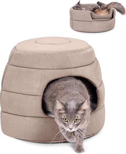 BIRDROCK HOME Cama para mascotas 2 en 1 para gatos o perros pequeños, acogedora cueva para gatos o cama de felpa para perros, casa tipi interior