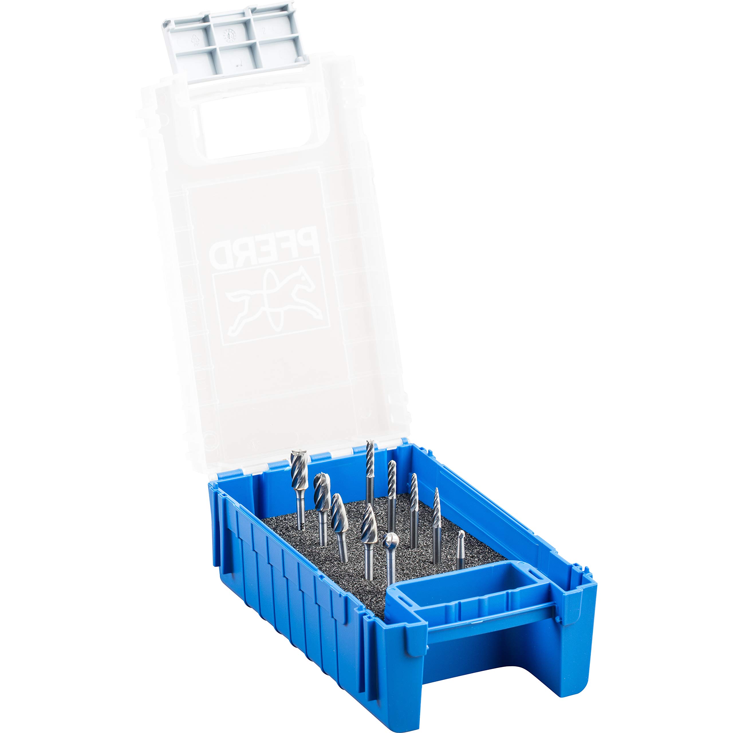 PFERD TOOLS HM-Frässtift-Set, 10-teilig, Zahnung ALU, Schaft-ø 3 mm, 21901603 – speziell für die Bearbeitung von Aluminium