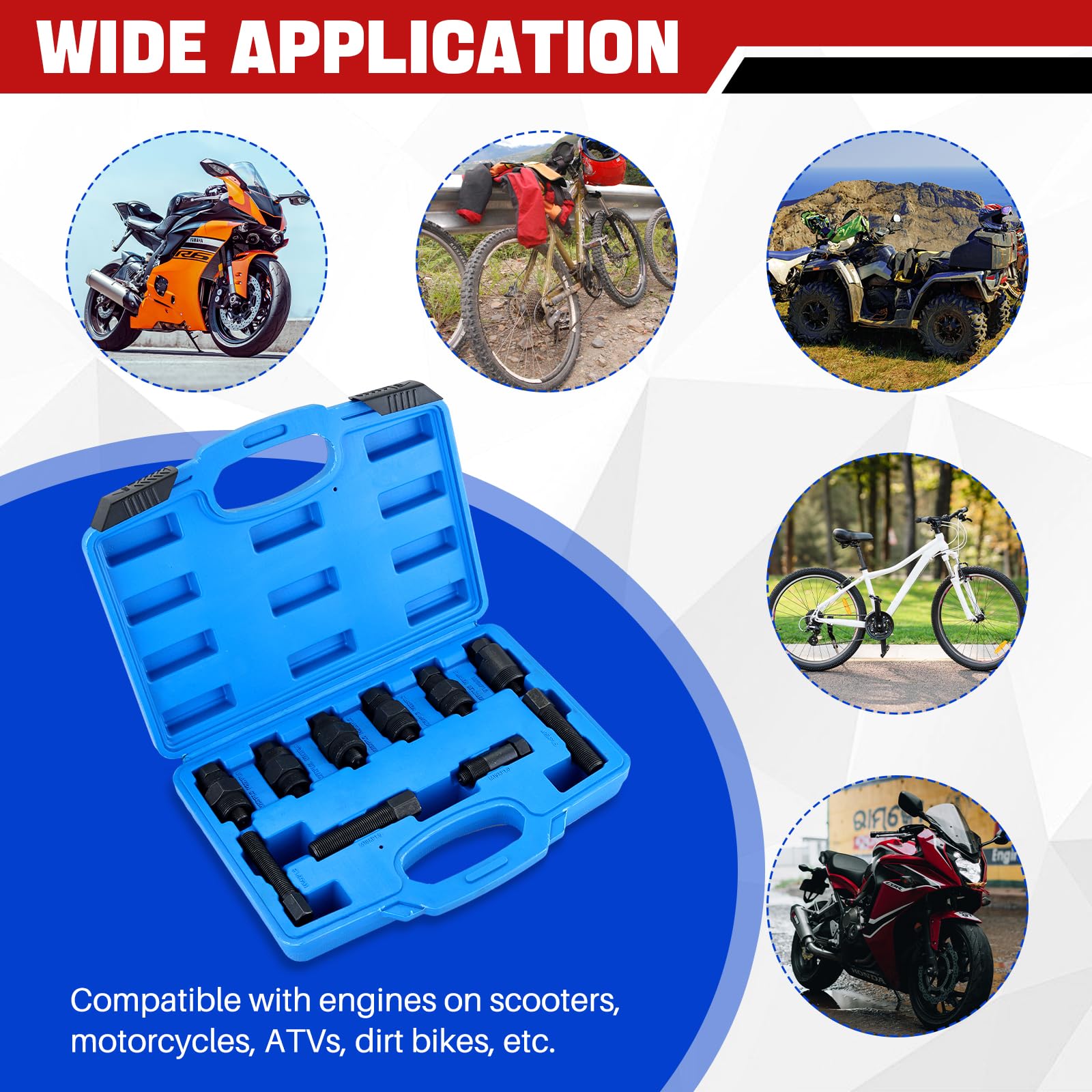 DASBET 10 estrattori per volano per moto, universale, compatibile con Yamaha, Kawasaki, Honda, Suzuki