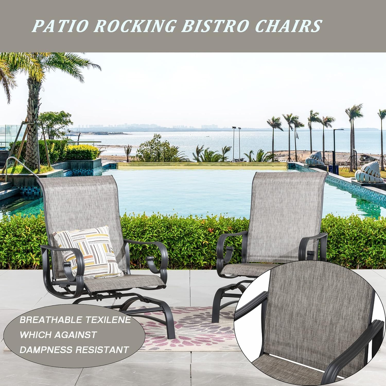 LOKATSE HOME Patio Dining Chair Set of 2 Outdoor High Backrest Metal Furniture with Textilene Mesh for Backyard Porch Garden