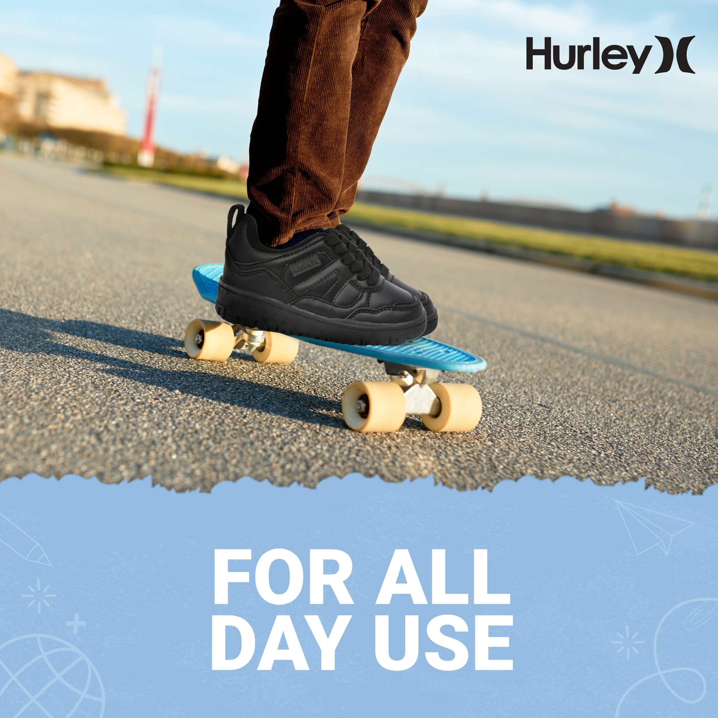 Hurley Jason - Sneaker basse per bambini, con lacci, scarpe sportive per ragazzi e ragazze, scarpe da ginnastica imbottite con suola resistente, scarpe da basket per bambini