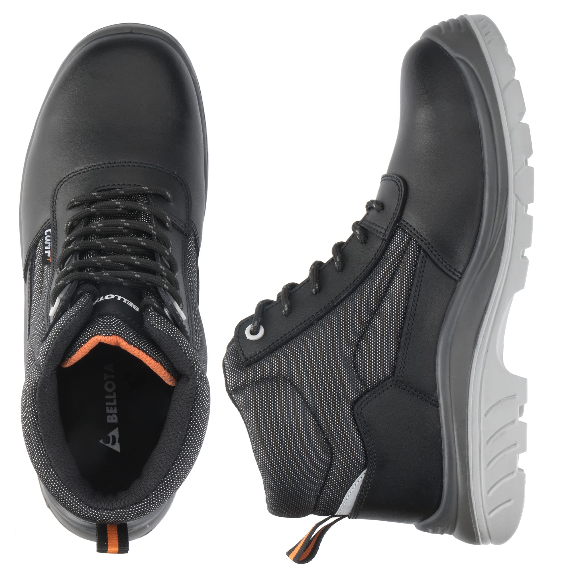 Bellota 72307NJS342 - Bota de Seguridad Comp+ Negra S3 de Hombre y Mujer (Talla 42) de Piel Hidrofugada Lisa, Acolchada y con Zonas Reforzadas Antiabrasión