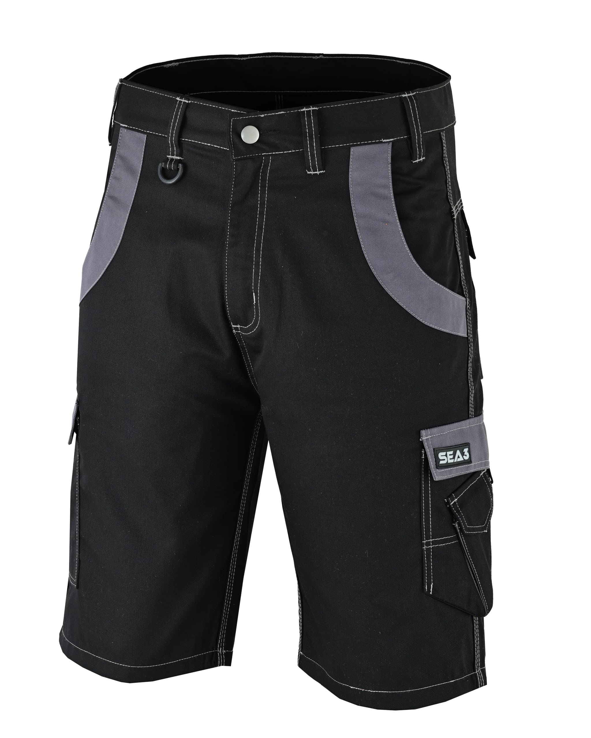 SEA3 Men’s Cargo Combat Work Working Workwear Safety Utility Shorts, 42W Black