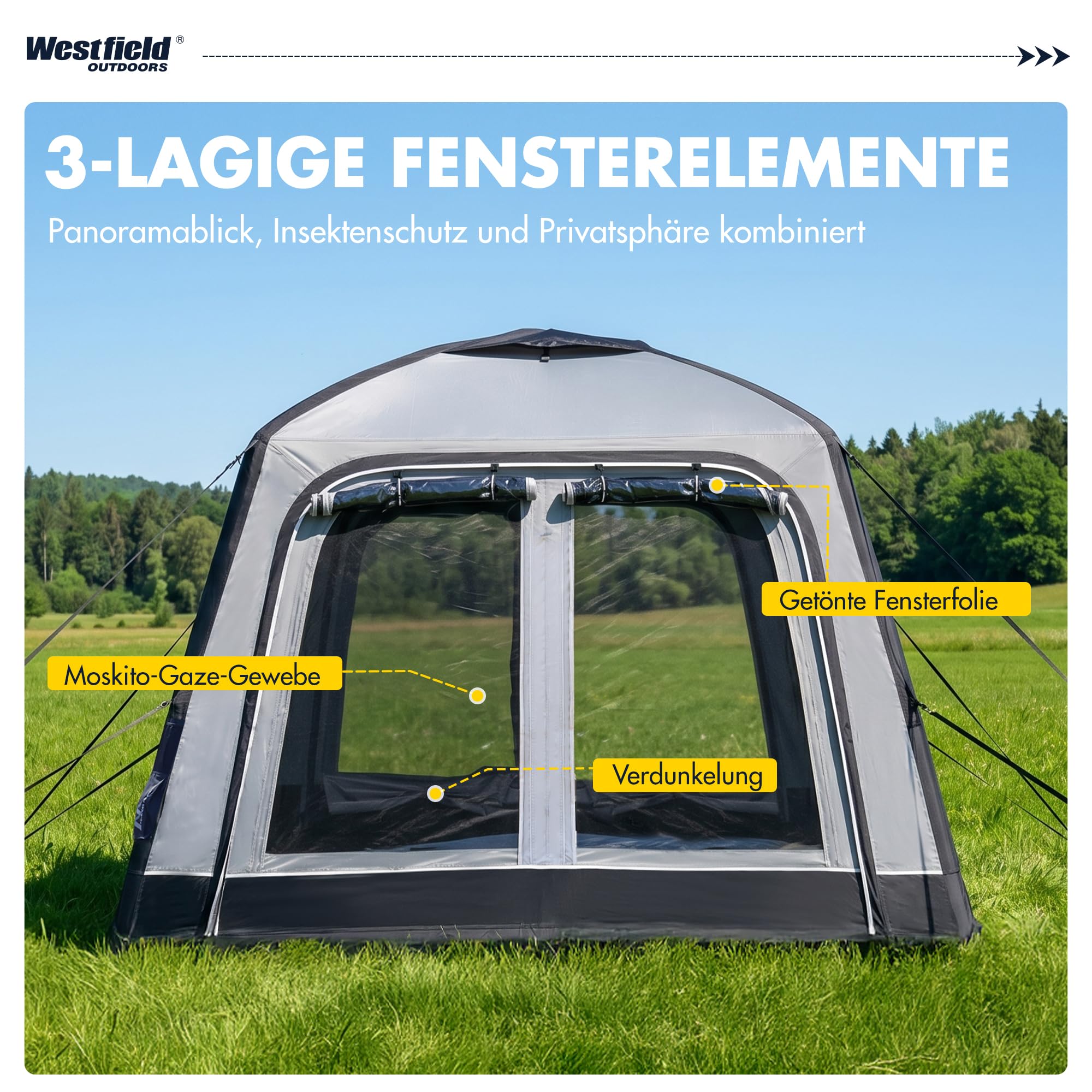 Westfield Outdoors Triton, Aufblasbares Vorzelt, Pavillion-Luftzelt, Busvorzelt Campingzelt mit Drive-Away-Funktion, 3000 mm Wasserdicht, UV- & Windfest