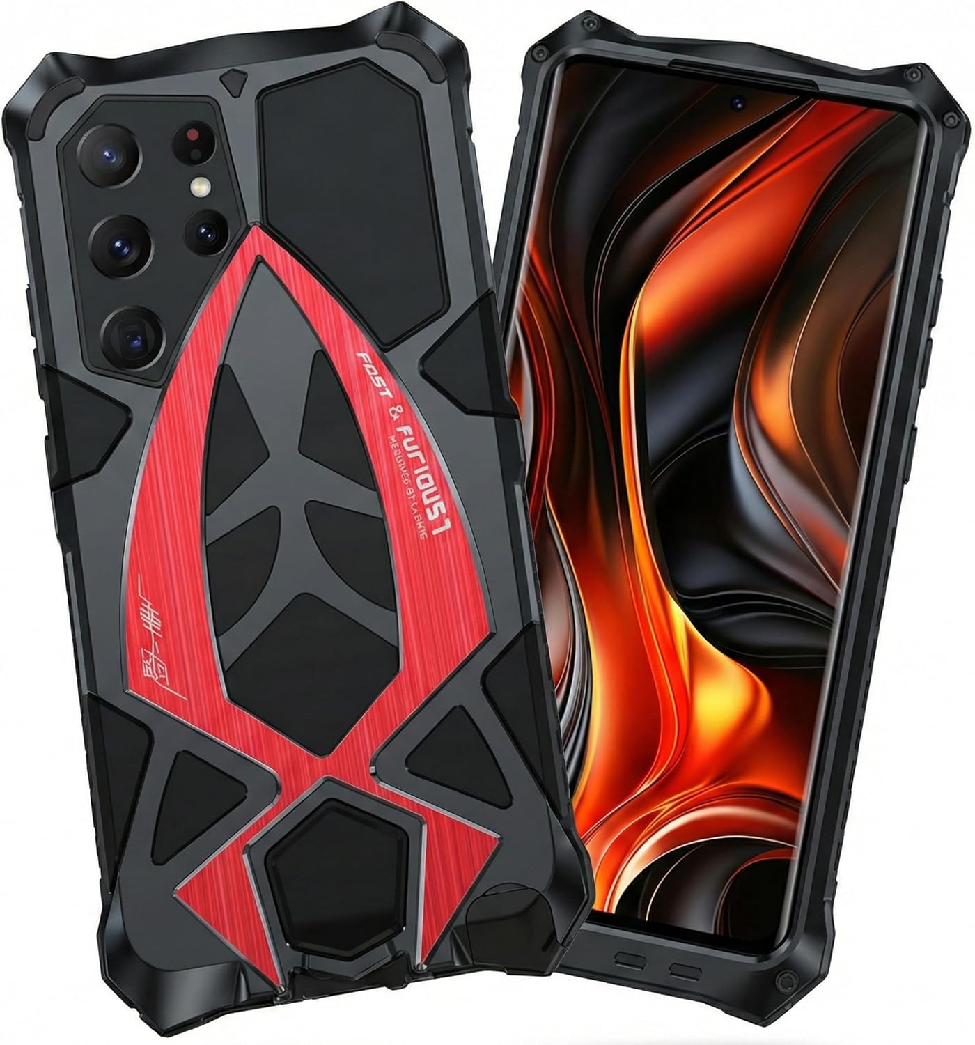 Aluminum Full-Body Case for Samsung Galaxy S24 Ultra, Screw-Lock Metal Cover, Built-in Screen Protector, Raised Bezels, Black