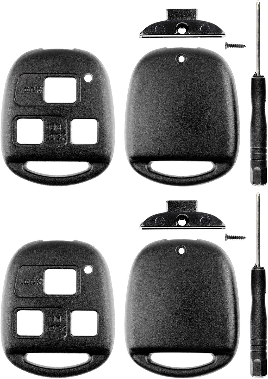 KeylessOption Keyless Entry Remote Key Blade Fob Shell Case Cover Repair for Toyota HYQ12BBT HYQ1512V (Pack of 2)