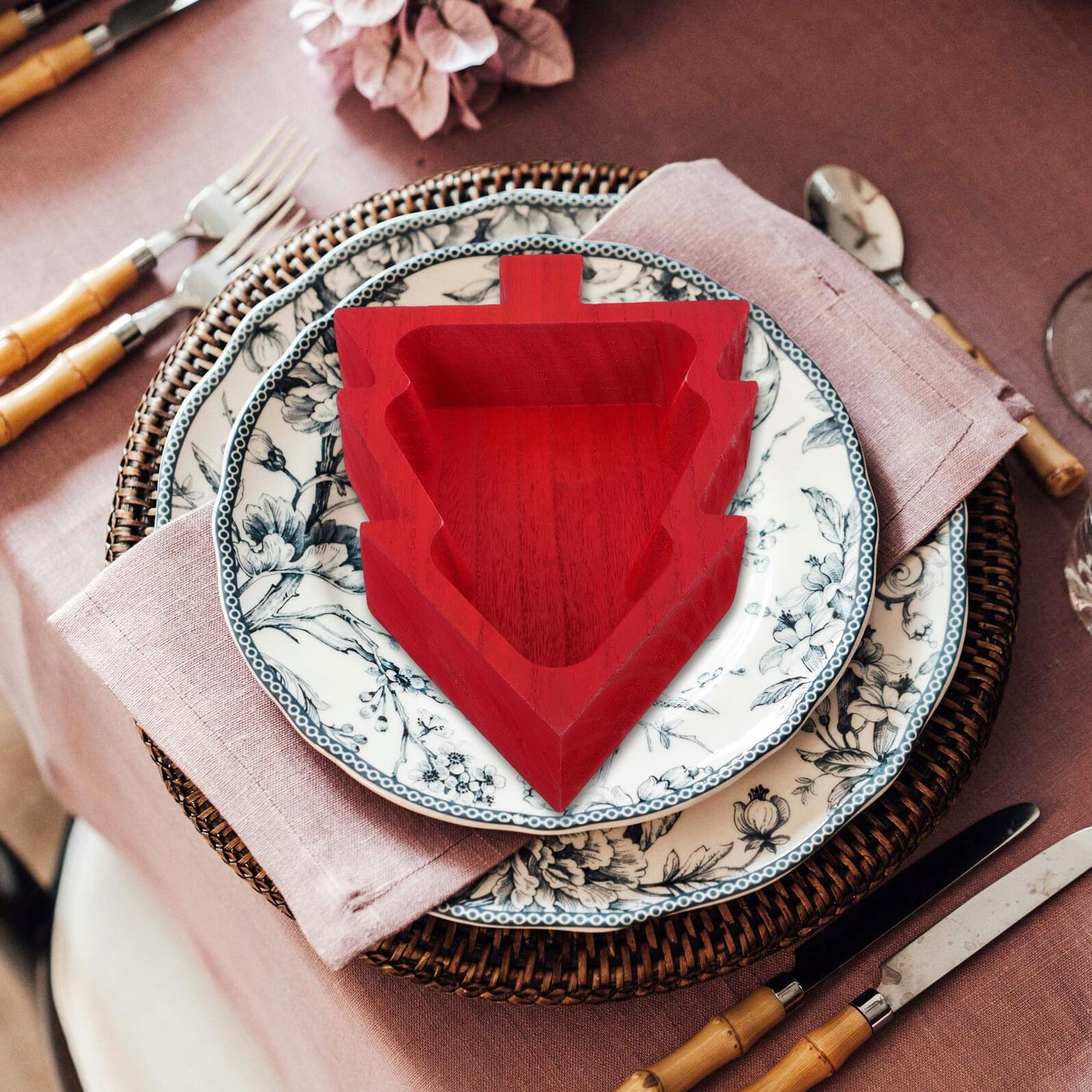 CHILDWEET Bandeja de Madera Forma de Árbol de Navidad para Servir Aperitivos y Postres Plato Seccional Reutilizable para Frutas y Snacks Fiestas y Reuniones Familiares