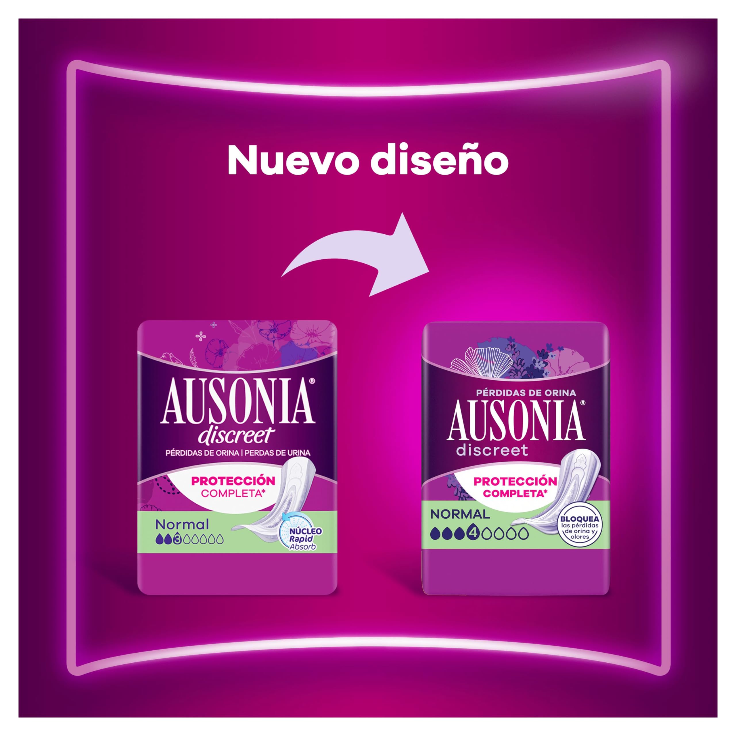 Ausonia Discreet Compresas, Extra, Pack de 34, Para Pérdidas De Orina Para Mujer, Protección Completa*, Discreción Increíble