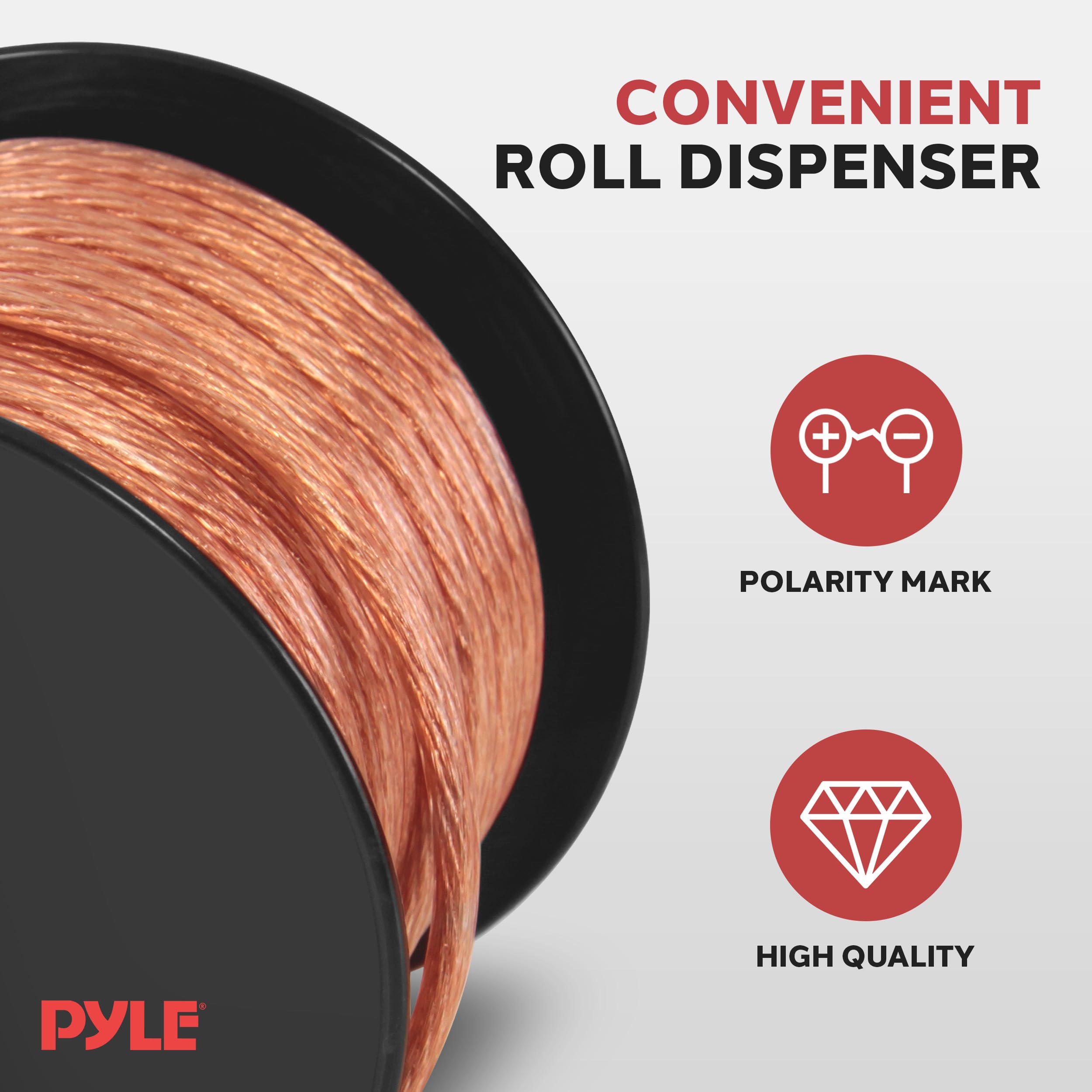 Pyle PSC1250 - Cable para altavoces de alta calidad (calibre 12, bobina de 15,2 m)