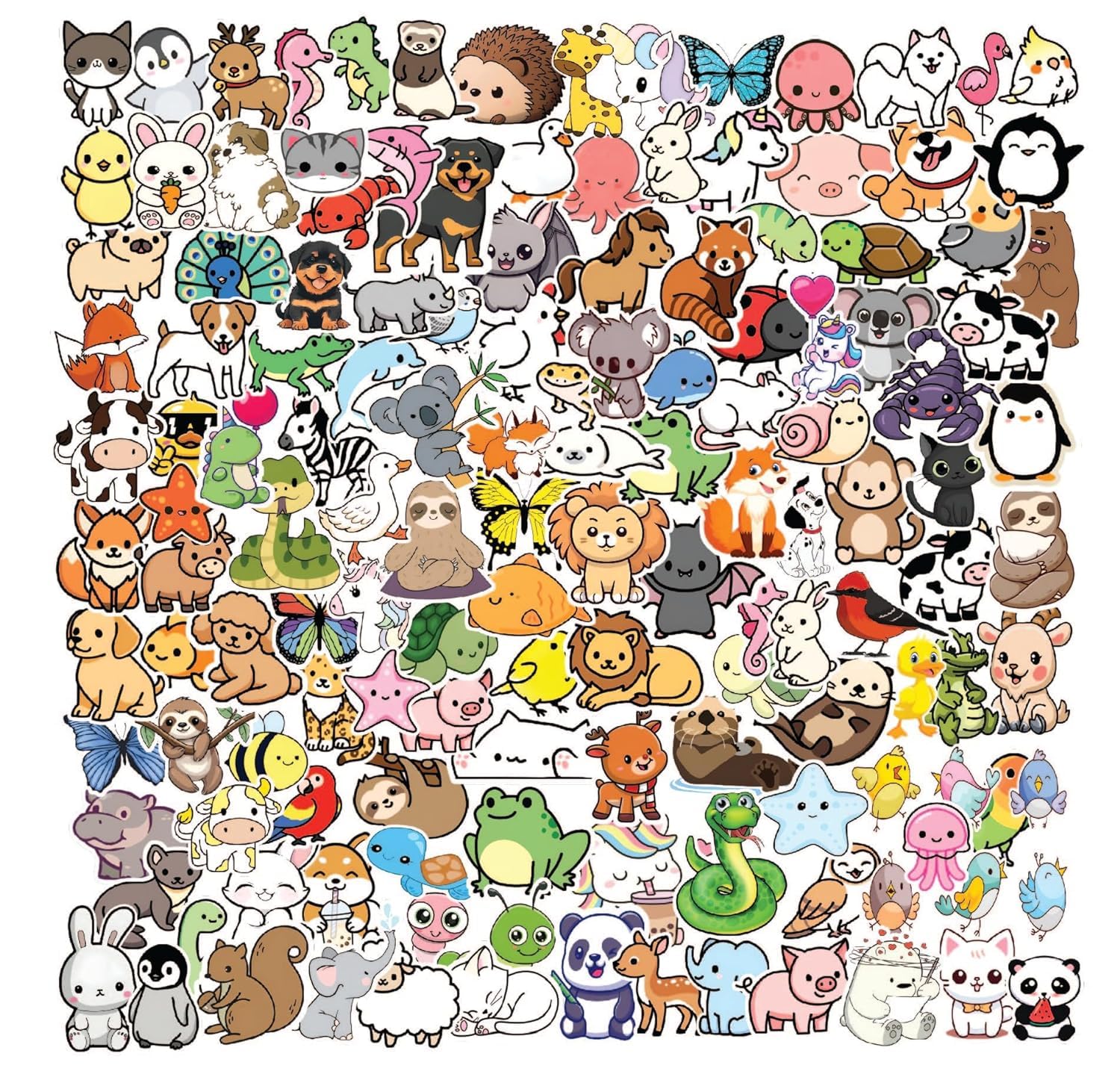 Pack of 140 Cute Animal Stickers for Kids - Stickers for Laptop, Journal, Bike Helmet, Diary, Guitar, Mobile - Waterproof