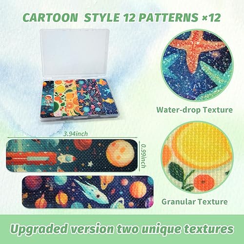 Miniatura 2 de 72 calcomanías sensoriales de tiras calmantes para la ansiedad con caja de almacenamiento, 2 adhesivos de superficie texturizada, tiras para la