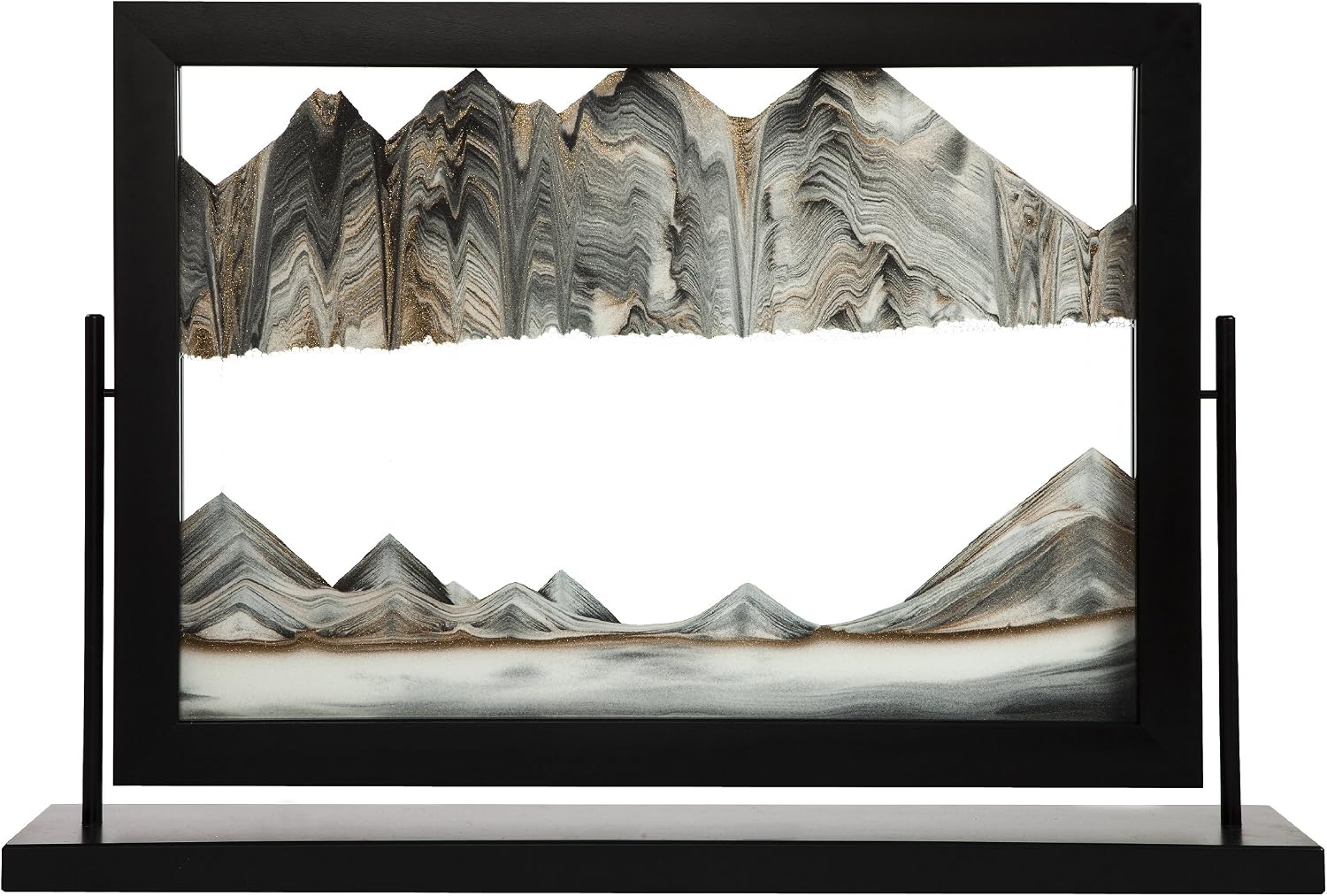 KB Collection Black Beauty Moving Sand Art - Luxury Executive Decor - Original Moving Sand Picture A Relaxing Desktop Sandscape, Landscape Liquid Motion Sands - Handcrafted in Austria.