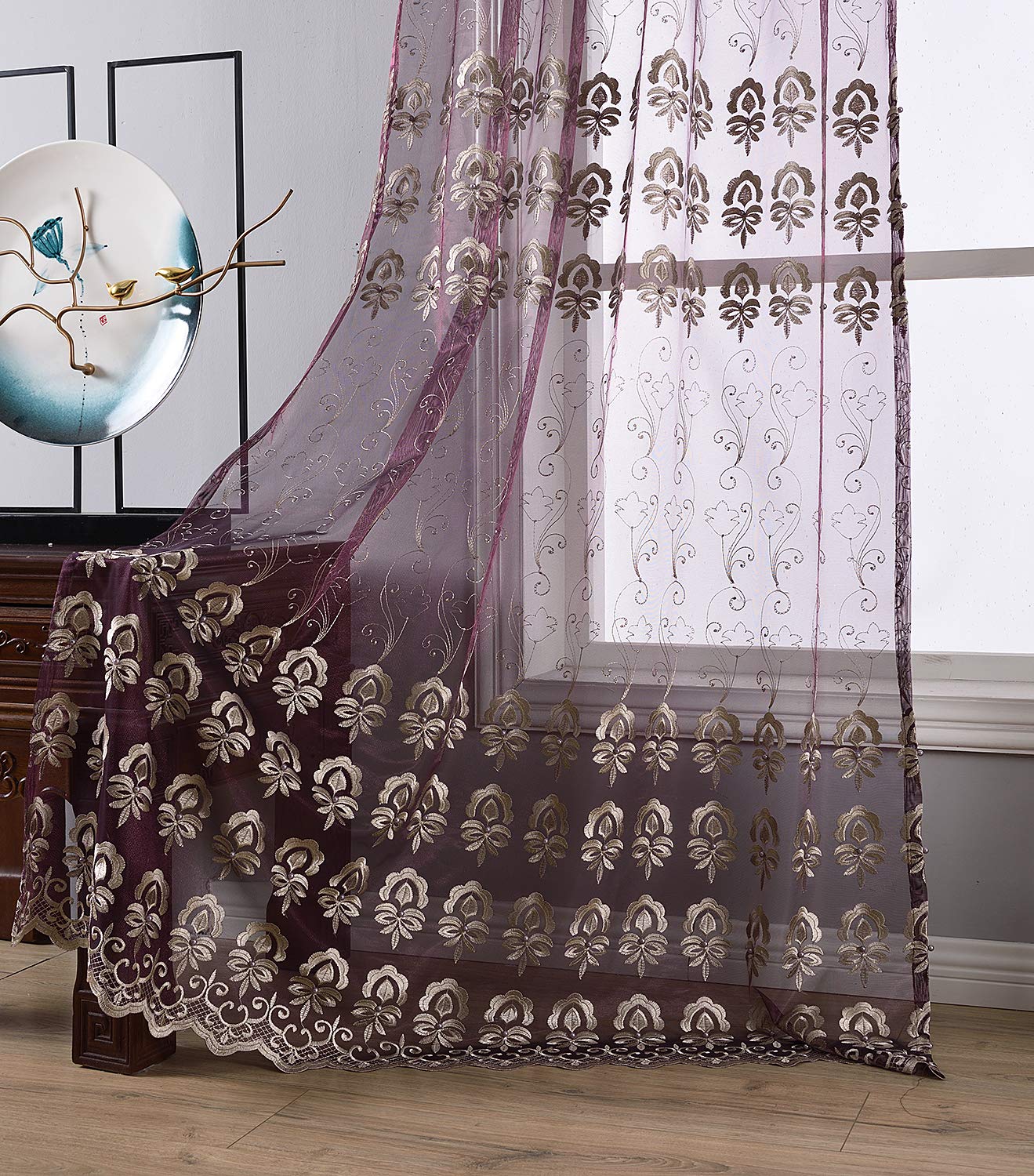 Amazon｜BW0057 ハイグレードレースジャカードシアーカーテン 透明