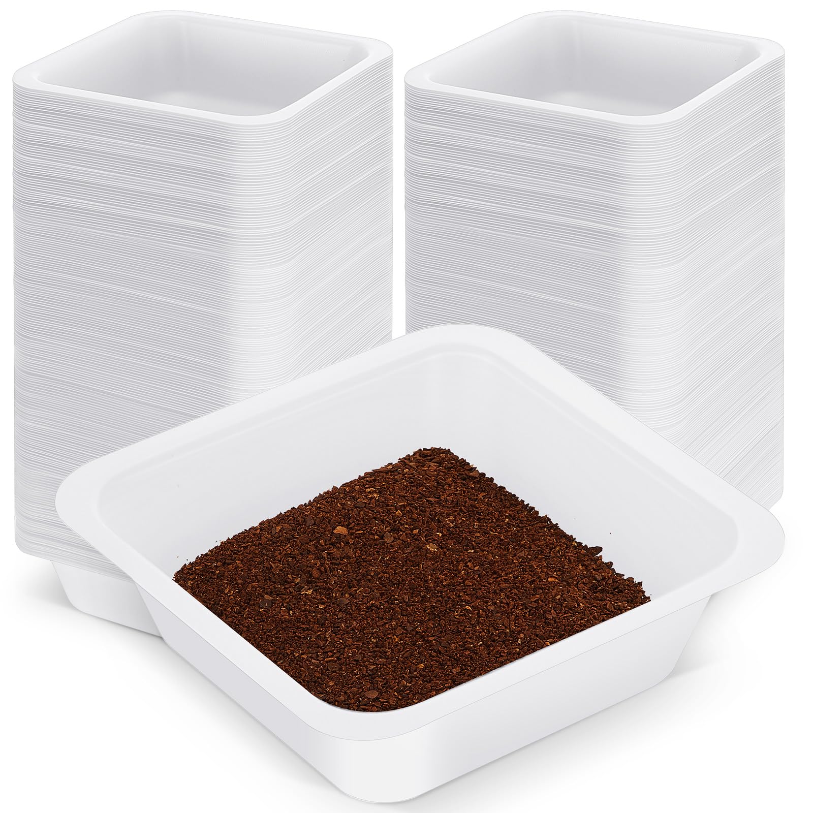 Sherr Paquete de 500 botes de pesaje de 330 ml a granel, antiestáticos, blancos, bandejas de pesaje cuadradas de plástico fáciles de verter para llenar cápsulas, plato de laboratorio, polvo, líquido